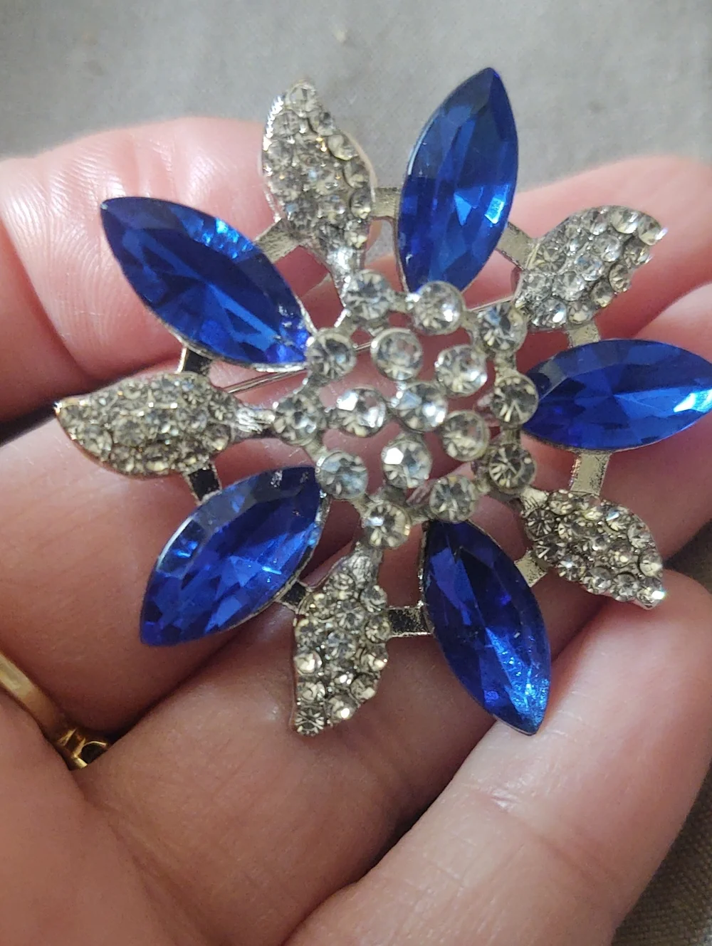 Blue Crystal Snowflake Brooch.                 *Christmas In July*